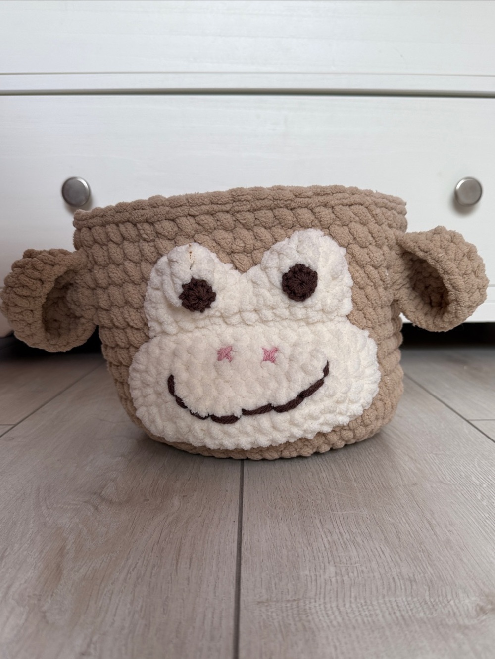 Plush Monkey Storage Bin for Kids - Tan
